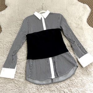 Kendall + Kylie striped black and white top, size small